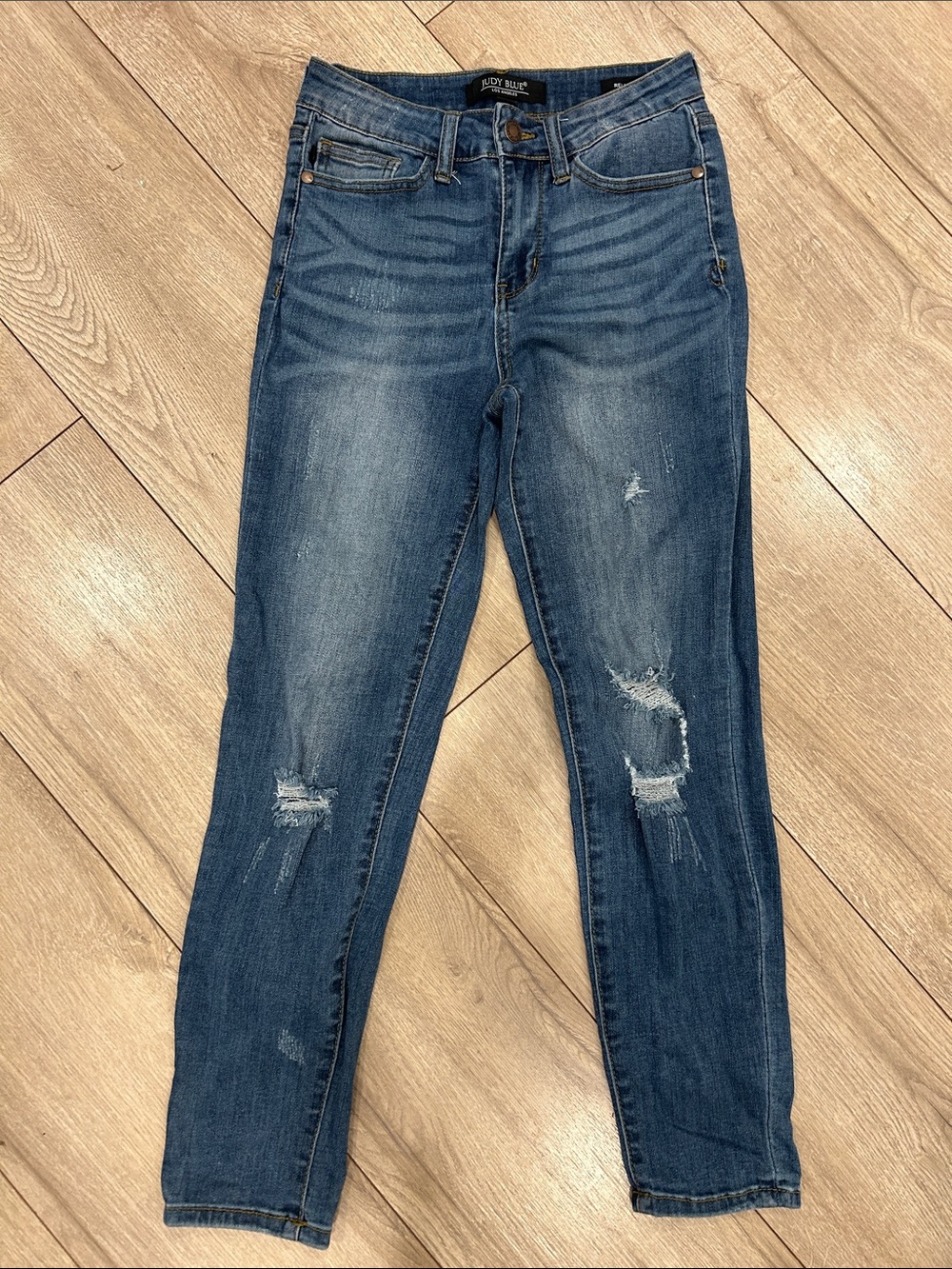 Judy Blue Dark Blue Distressed Skinny Jeans